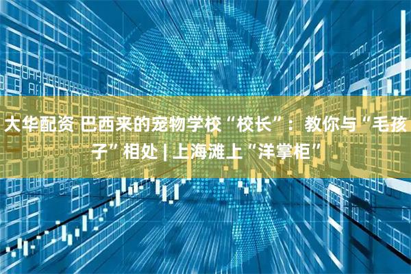 大华配资 巴西来的宠物学校“校长”：教你与“毛孩子”相处 | 上海滩上“洋掌柜”