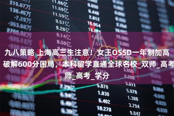 九八策略 上海高三生注意！女王OSSD一年制加高课程：破解600分困局，本科留学直通全球名校_双师_高考_学分